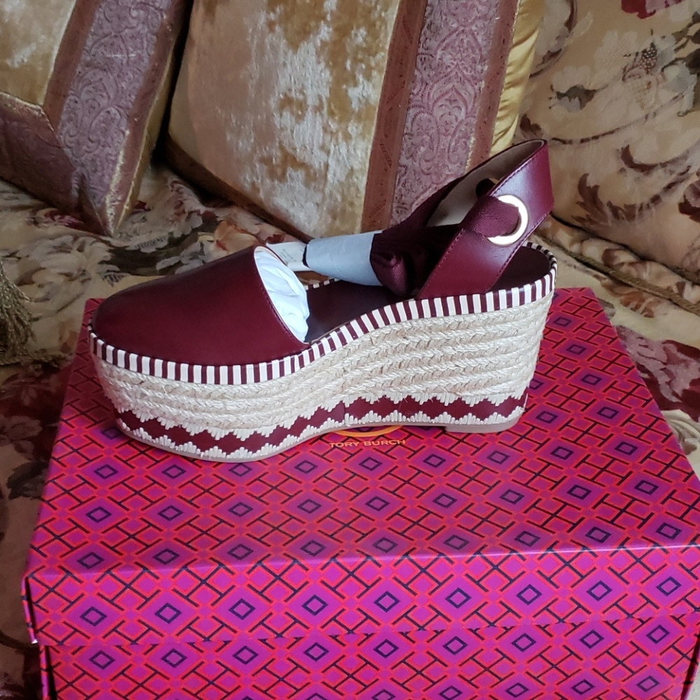 NWT! TORY BURCH DANDY ESPADRILLE WEDGE 5.5 - Picture 5 of 6